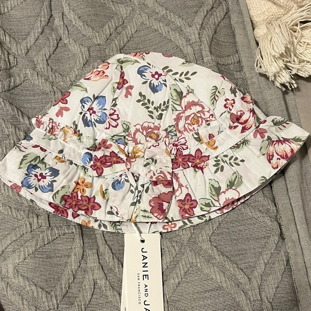Janie and Jack White Floral Sundress with Matching Hat